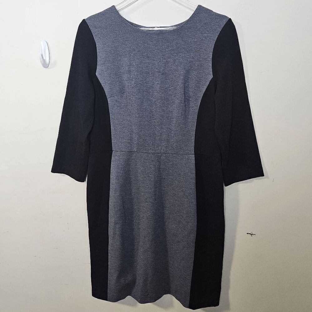 Talbots 3/4 Sleeve Classic Career Sheath Dress Womens Black and Gray Size 12P